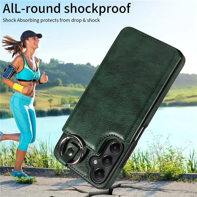 003 For Samsung Galaxy A05s 4G Case Card Holder Leather Phone Back Cover Ring Buckle