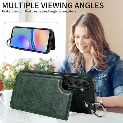 003 For Samsung Galaxy A05s 4G Case Card Holder Leather Phone Back Cover Ring Buckle