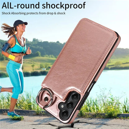 003 For Samsung Galaxy A05s 4G Case Card Holder Leather Phone Back Cover Ring Buckle