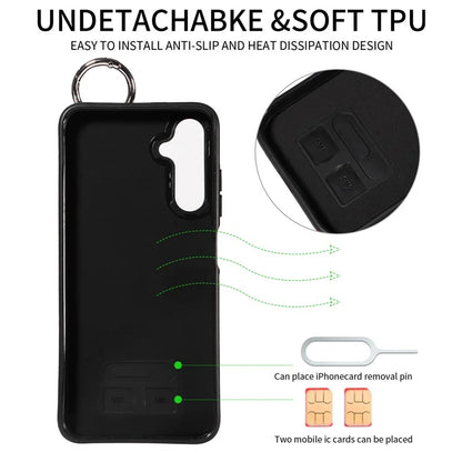 003 For Samsung Galaxy A05s 4G Case Card Holder Leather Phone Back Cover Ring Buckle