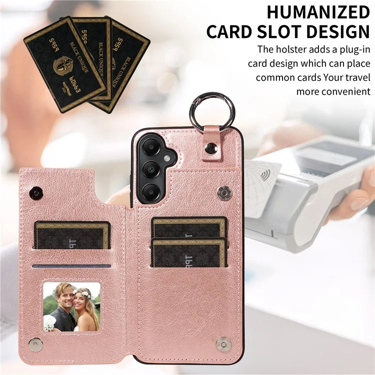 003 For Samsung Galaxy A05s 4G Case Card Holder Leather Phone Back Cover Ring Buckle