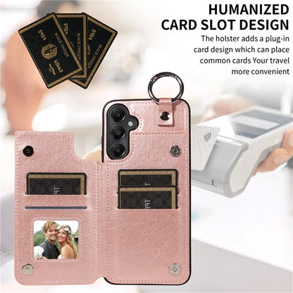 003 For Samsung Galaxy A05s 4G Case Card Holder Leather Phone Back Cover Ring Buckle