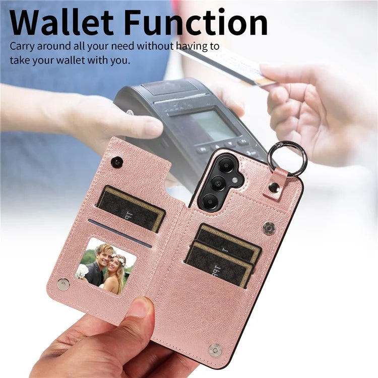 003 For Samsung Galaxy A05s 4G Case Card Holder Leather Phone Back Cover Ring Buckle