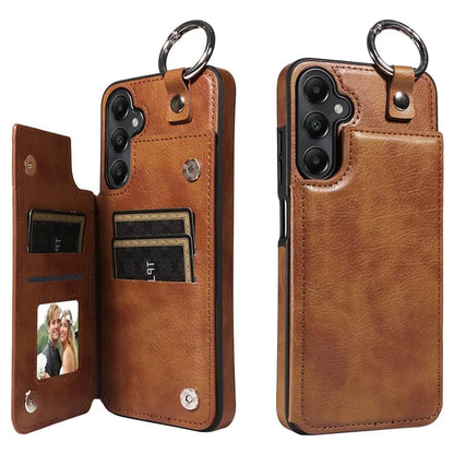 003 For Samsung Galaxy A05s 4G Case Card Holder Leather Phone Back Cover Ring Buckle