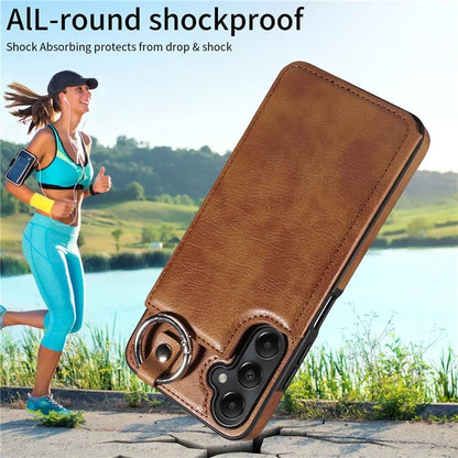 003 For Samsung Galaxy A05s 4G Case Card Holder Leather Phone Back Cover Ring Buckle