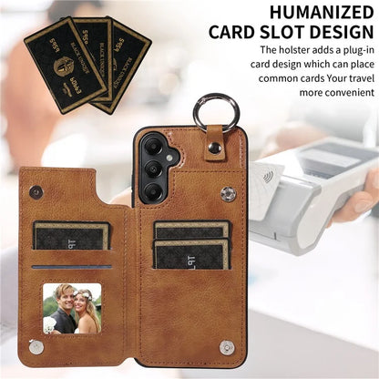 003 For Samsung Galaxy A05s 4G Case Card Holder Leather Phone Back Cover Ring Buckle