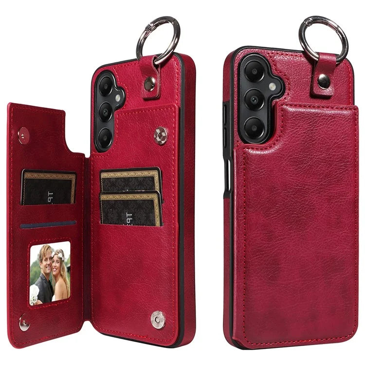 003 For Samsung Galaxy A05s 4G Case Card Holder Leather Phone Back Cover Ring Buckle