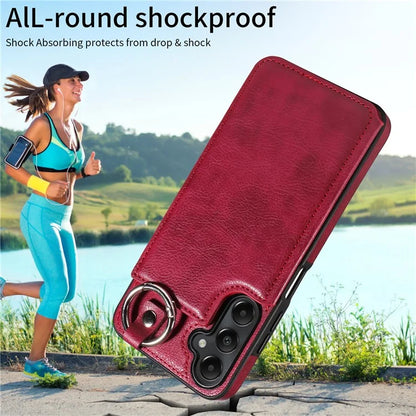 003 For Samsung Galaxy A05s 4G Case Card Holder Leather Phone Back Cover Ring Buckle