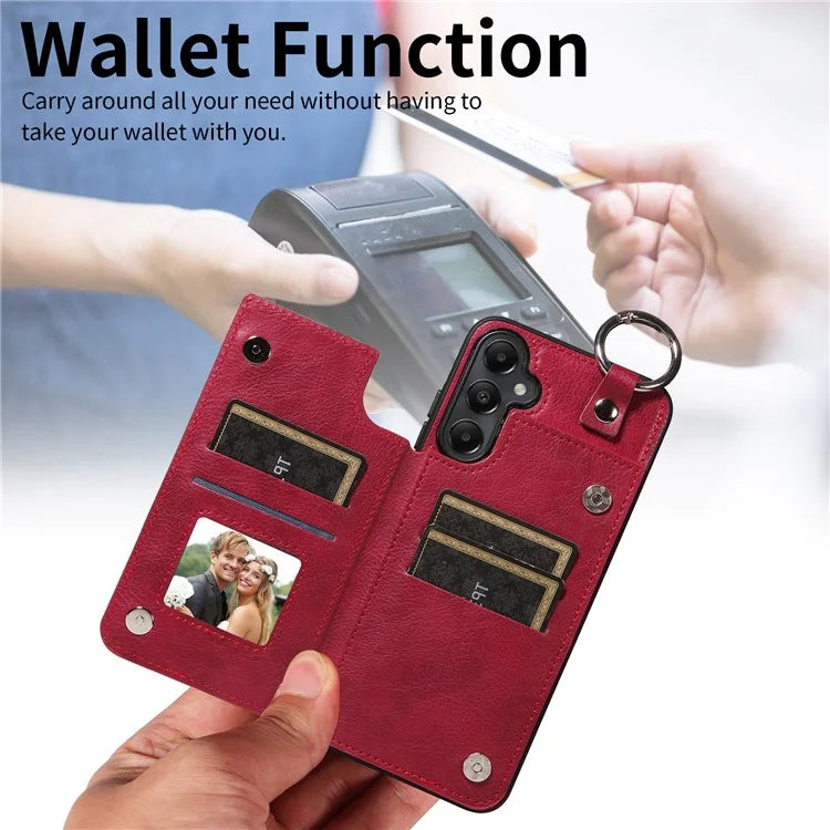 003 For Samsung Galaxy A05s 4G Case Card Holder Leather Phone Back Cover Ring Buckle