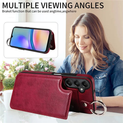 003 For Samsung Galaxy A05s 4G Case Card Holder Leather Phone Back Cover Ring Buckle