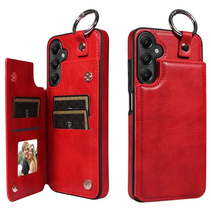 003 For Samsung Galaxy A05s 4G Case Card Holder Leather Phone Back Cover Ring Buckle