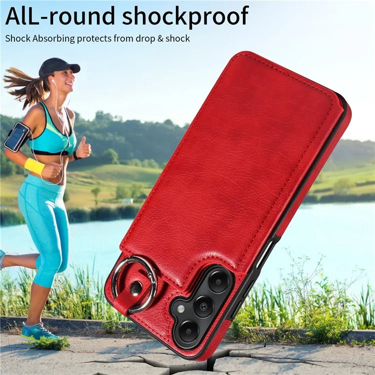 003 For Samsung Galaxy A05s 4G Case Card Holder Leather Phone Back Cover Ring Buckle