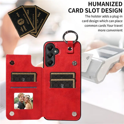 003 For Samsung Galaxy A05s 4G Case Card Holder Leather Phone Back Cover Ring Buckle