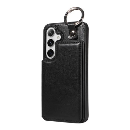 003 For Samsung Galaxy S24 Case Card Holder Leather Litchi Texture Phone Cover Ring Buckle