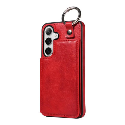 003 For Samsung Galaxy S24 Case Card Holder Leather Litchi Texture Phone Cover Ring Buckle