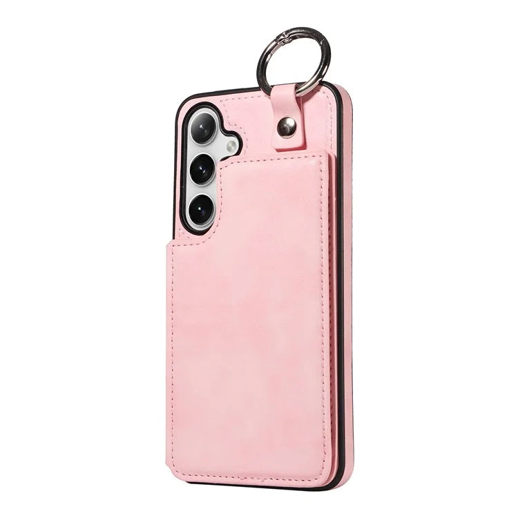 003 For Samsung Galaxy S24+ Case Multiple Card Slots Leather Phone Cover Finger Grip Ring