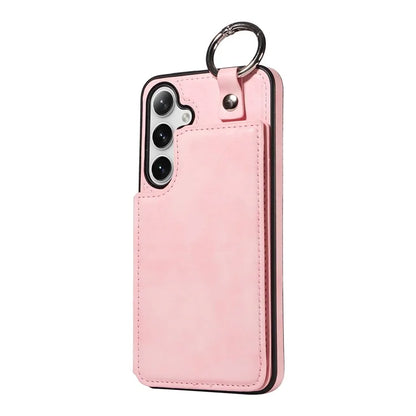 003 For Samsung Galaxy S24+ Case Multiple Card Slots Leather Phone Cover Finger Grip Ring