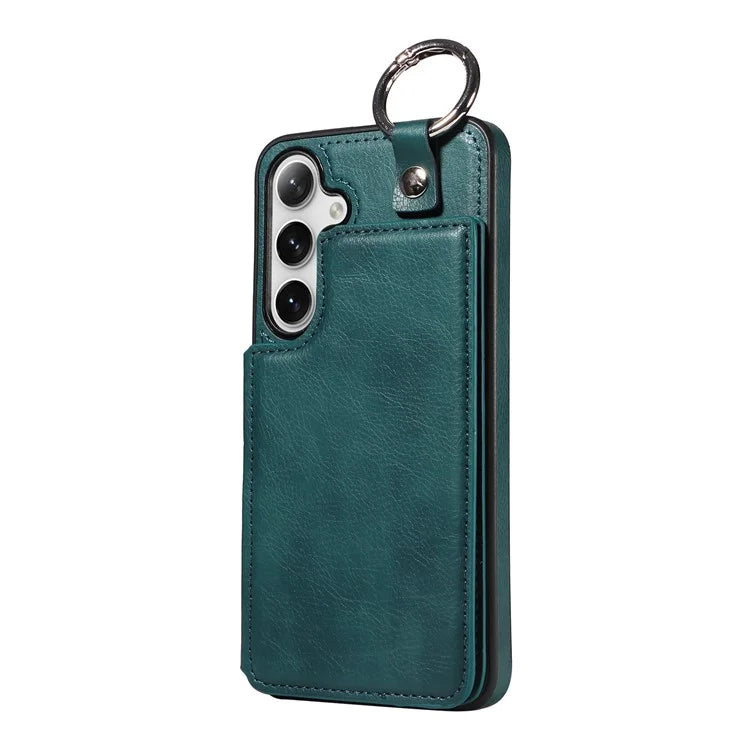 003 For Samsung Galaxy S24+ Case Multiple Card Slots Leather Phone Cover Finger Grip Ring