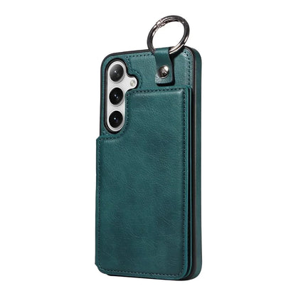 003 For Samsung Galaxy S24+ Case Multiple Card Slots Leather Phone Cover Finger Grip Ring