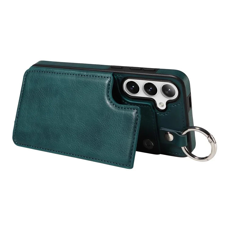 003 For Samsung Galaxy S24+ Case Multiple Card Slots Leather Phone Cover Finger Grip Ring