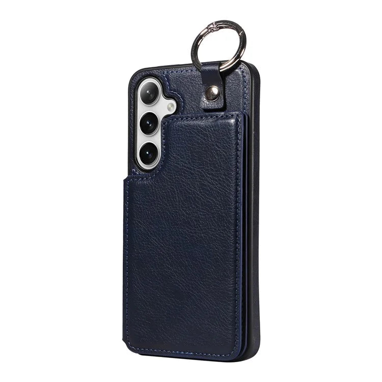003 For Samsung Galaxy S24+ Case Multiple Card Slots Leather Phone Cover Finger Grip Ring