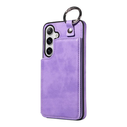 003 For Samsung Galaxy S24+ Case Multiple Card Slots Leather Phone Cover Finger Grip Ring