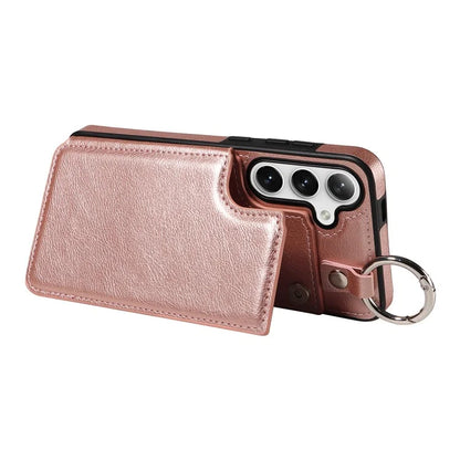003 For Samsung Galaxy S24+ Case Multiple Card Slots Leather Phone Cover Finger Grip Ring