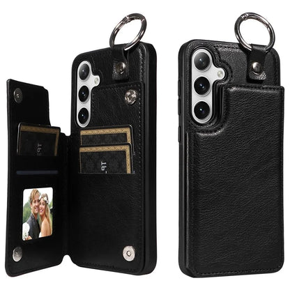 003 For Samsung Galaxy S24+ Case Multiple Card Slots Leather Phone Cover Finger Grip Ring