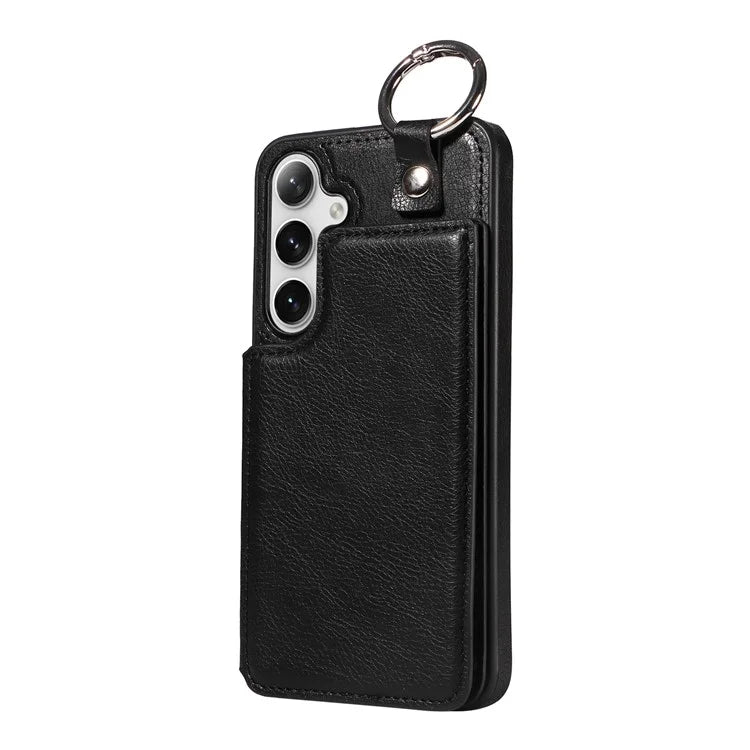 003 For Samsung Galaxy S24+ Case Multiple Card Slots Leather Phone Cover Finger Grip Ring