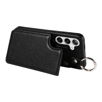 003 For Samsung Galaxy S24+ Case Multiple Card Slots Leather Phone Cover Finger Grip Ring