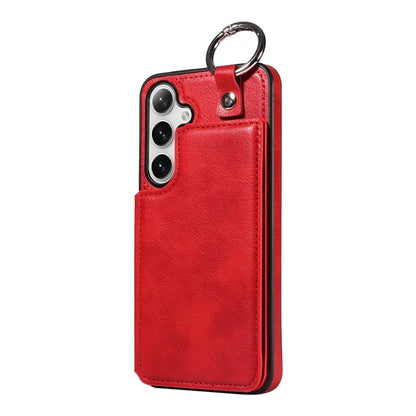 003 For Samsung Galaxy S24+ Case Multiple Card Slots Leather Phone Cover Finger Grip Ring