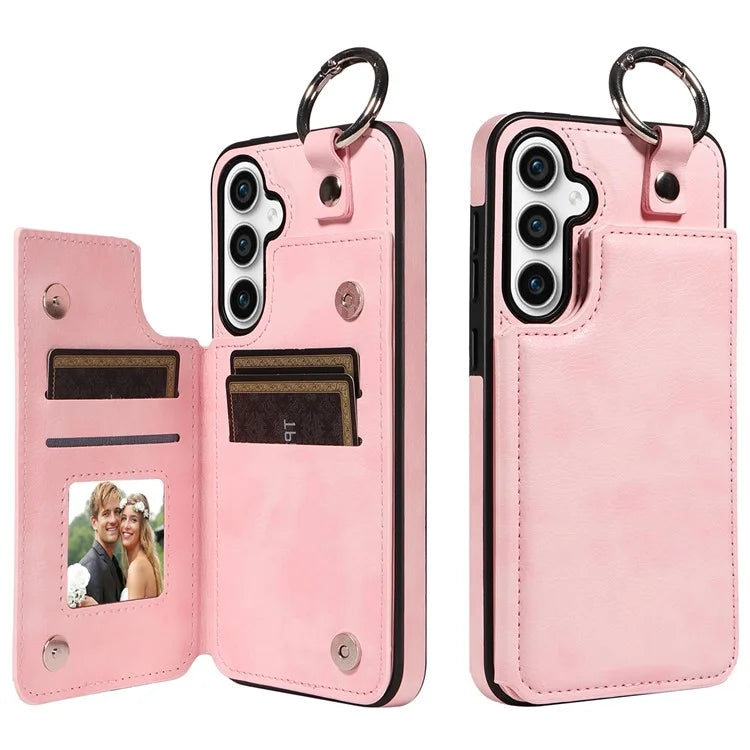 003 For Samsung Galaxy S23 FE Case Leather Ring Buckle Phone Back Cover Kickstand