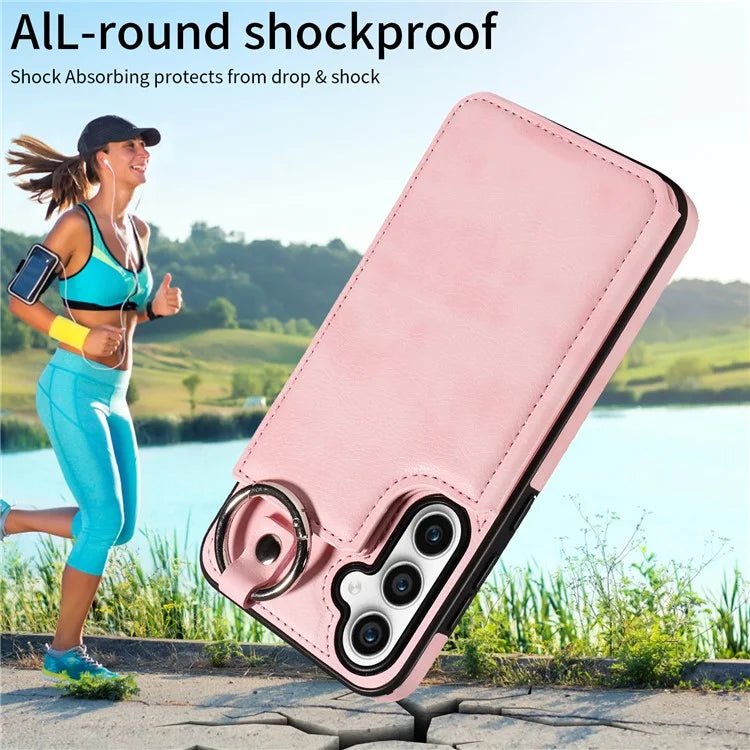 003 For Samsung Galaxy S23 FE Case Leather Ring Buckle Phone Back Cover Kickstand