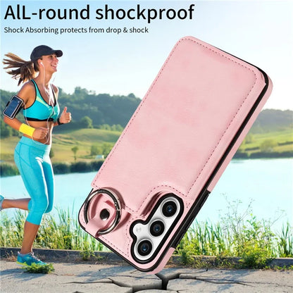 003 For Samsung Galaxy S23 FE Case Leather Ring Buckle Phone Back Cover Kickstand