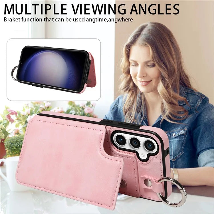 003 For Samsung Galaxy S23 FE Case Leather Ring Buckle Phone Back Cover Kickstand