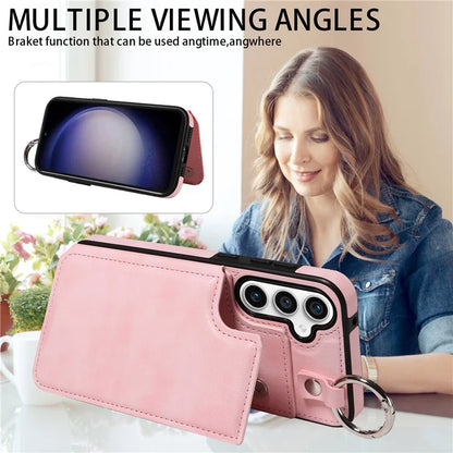 003 For Samsung Galaxy S23 FE Case Leather Ring Buckle Phone Back Cover Kickstand