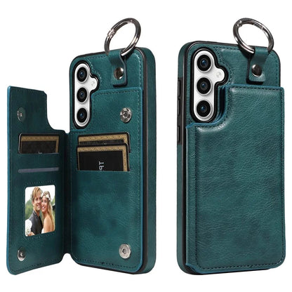 003 For Samsung Galaxy S23 FE Case Leather Ring Buckle Phone Back Cover Kickstand