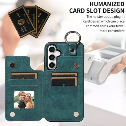 003 For Samsung Galaxy S23 FE Case Leather Ring Buckle Phone Back Cover Kickstand