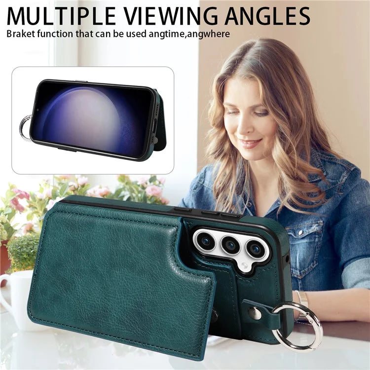 003 For Samsung Galaxy S23 FE Case Leather Ring Buckle Phone Back Cover Kickstand