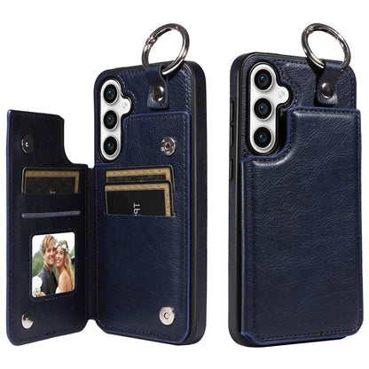 003 For Samsung Galaxy S23 FE Case Leather Ring Buckle Phone Back Cover Kickstand