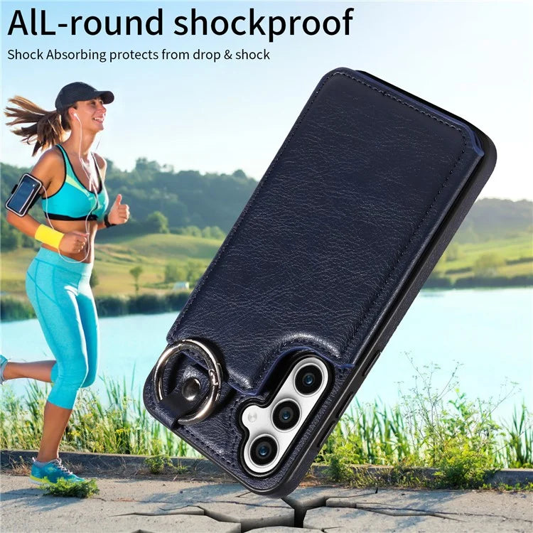 003 For Samsung Galaxy S23 FE Case Leather Ring Buckle Phone Back Cover Kickstand