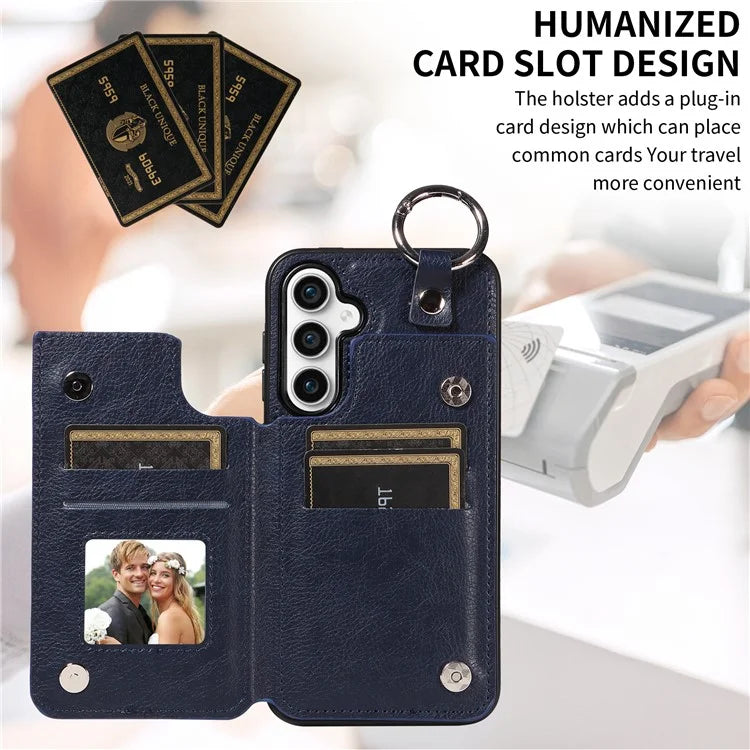 003 For Samsung Galaxy S23 FE Case Leather Ring Buckle Phone Back Cover Kickstand