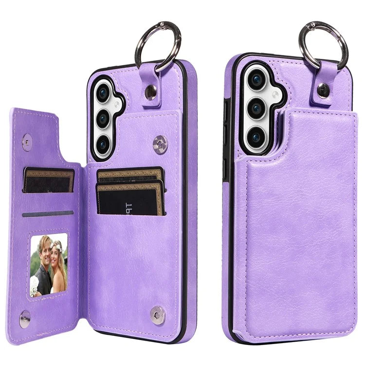 003 For Samsung Galaxy S23 FE Case Leather Ring Buckle Phone Back Cover Kickstand