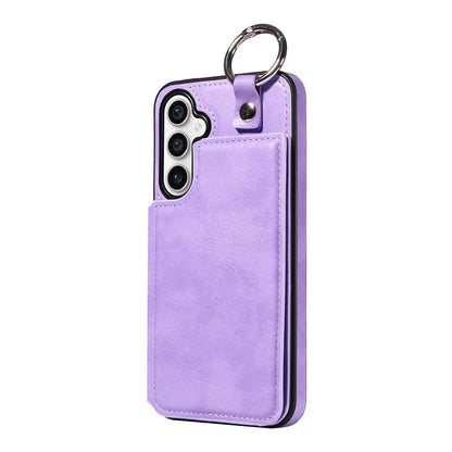 003 For Samsung Galaxy S23 FE Case Leather Ring Buckle Phone Back Cover Kickstand