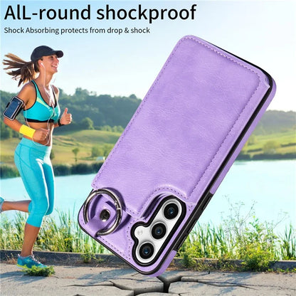 003 For Samsung Galaxy S23 FE Case Leather Ring Buckle Phone Back Cover Kickstand