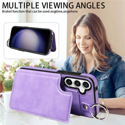 003 For Samsung Galaxy S23 FE Case Leather Ring Buckle Phone Back Cover Kickstand