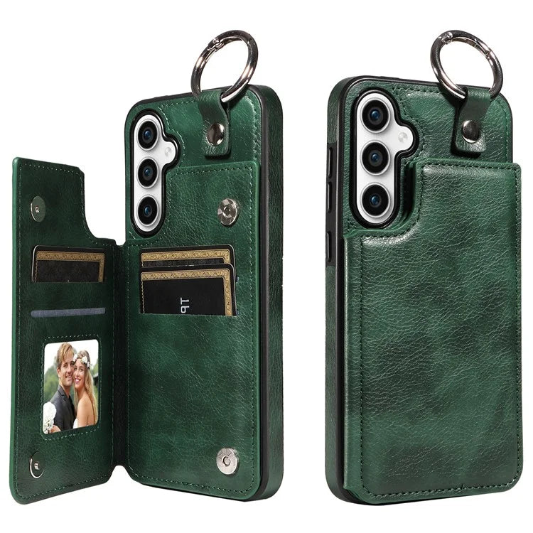 003 For Samsung Galaxy S23 FE Case Leather Ring Buckle Phone Back Cover Kickstand