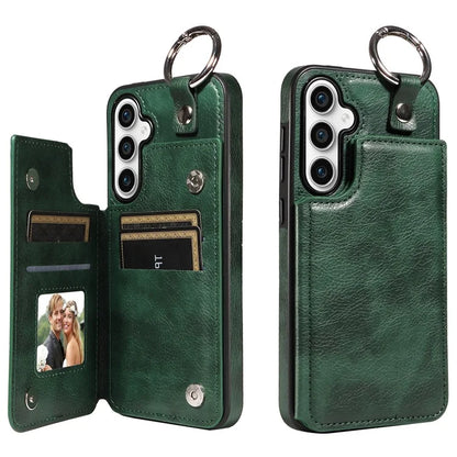 003 For Samsung Galaxy S23 FE Case Leather Ring Buckle Phone Back Cover Kickstand