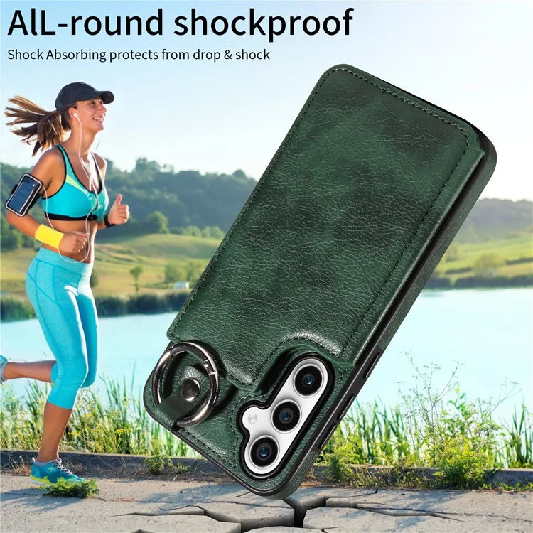 003 For Samsung Galaxy S23 FE Case Leather Ring Buckle Phone Back Cover Kickstand