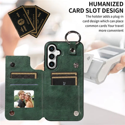 003 For Samsung Galaxy S23 FE Case Leather Ring Buckle Phone Back Cover Kickstand